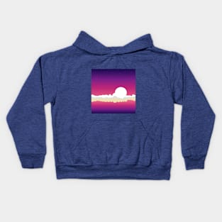 Red background with clouds and moon Kids Hoodie